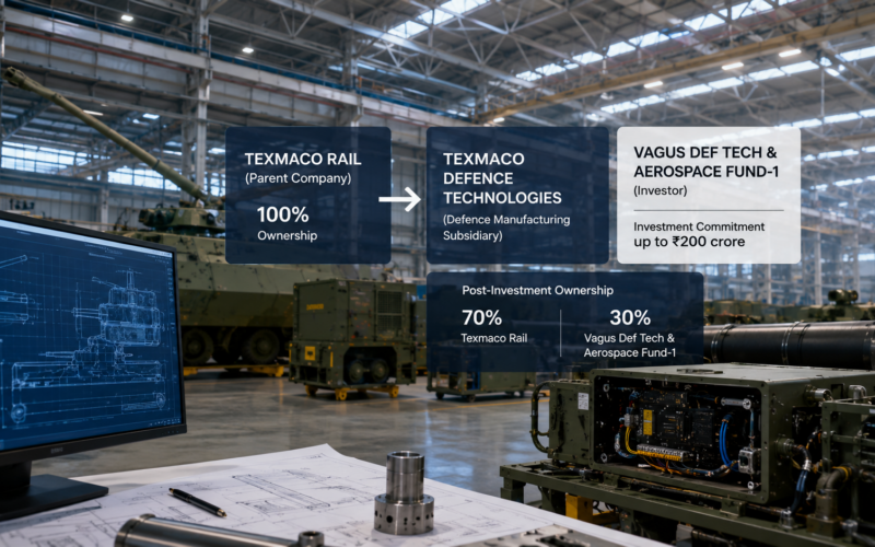 Texmaco Rail has secured an investment commitment of up to ₹200 crore from Vagus Def Tech & Aerospace Fund-1 for Texmaco Defence Technologies, reducing its ownership to 70% while bringing fresh capital into the defence manufacturing subsidiary. Representative image.