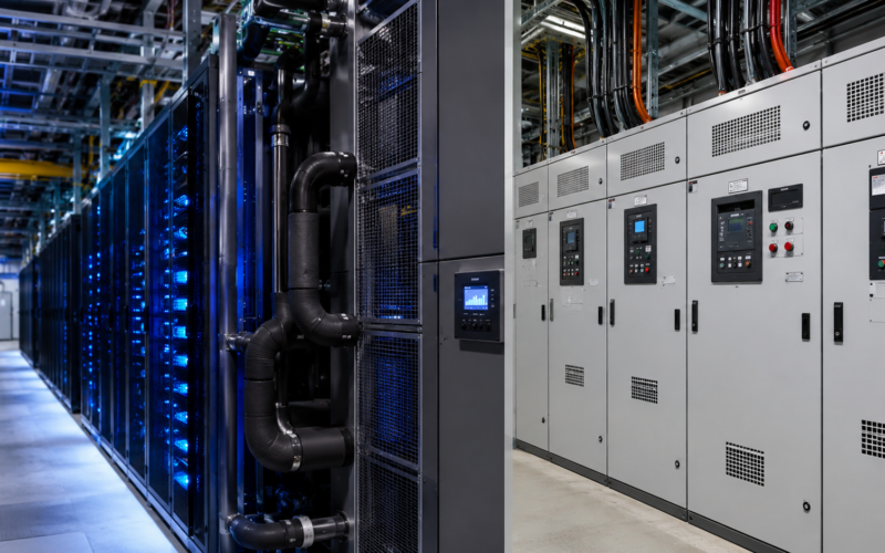 Trane Technologies and Eaton Corporation are combining advanced thermal management and medium-voltage power distribution in a new AI data centre reference design aimed at improving energy efficiency, lowering installation costs and reducing copper requirements for next-generation AI infrastructure. Representative image.