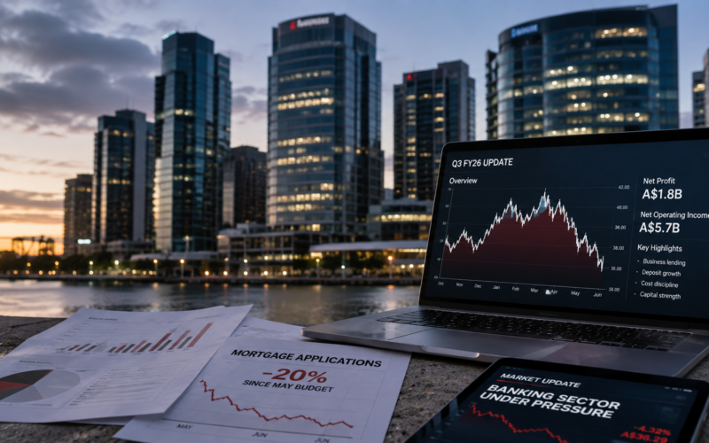 Westpac Banking Corporation’s fiscal 2026 third-quarter profit remained resilient, but a 20% drop in mortgage applications and intensifying margin pressure triggered a sharp ASX share-price reaction as investors reassessed the Australian bank’s earnings outlook. Representative image.