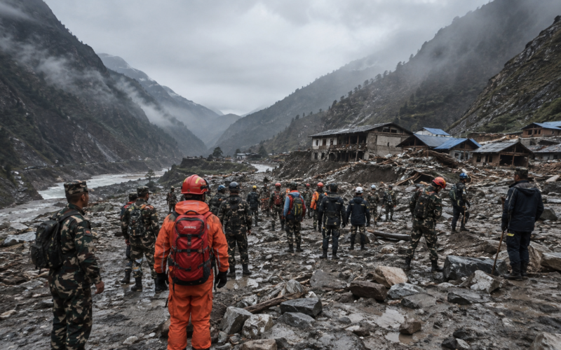 Rescue teams search through devastated Himalayan valleys along the Nepal-Tibet border after a massive ice-and-rock avalanche triggered deadly flooding and widespread destruction, leaving at least 160 people dead and hundreds missing. Representative image.
