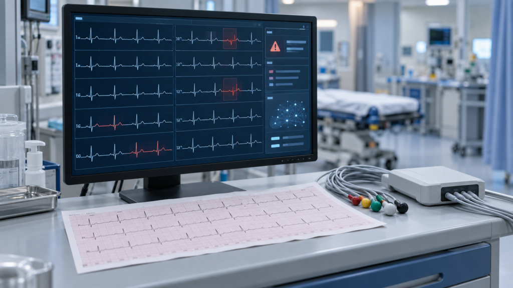 Powerful Medical’s STEMI AI ECG Model receives FDA De Novo authorization for software designed to flag potential heart attack patterns on standard 12-lead ECGs. Representative image.
