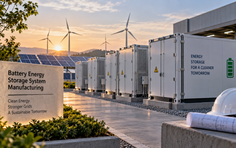 Battery energy storage system manufacturing gains momentum in India as Premier Energies and RCT Energy India plan a 12 GWh BESS joint venture in Telangana, strengthening domestic energy storage production and supporting the country’s clean energy transition. Representative image.