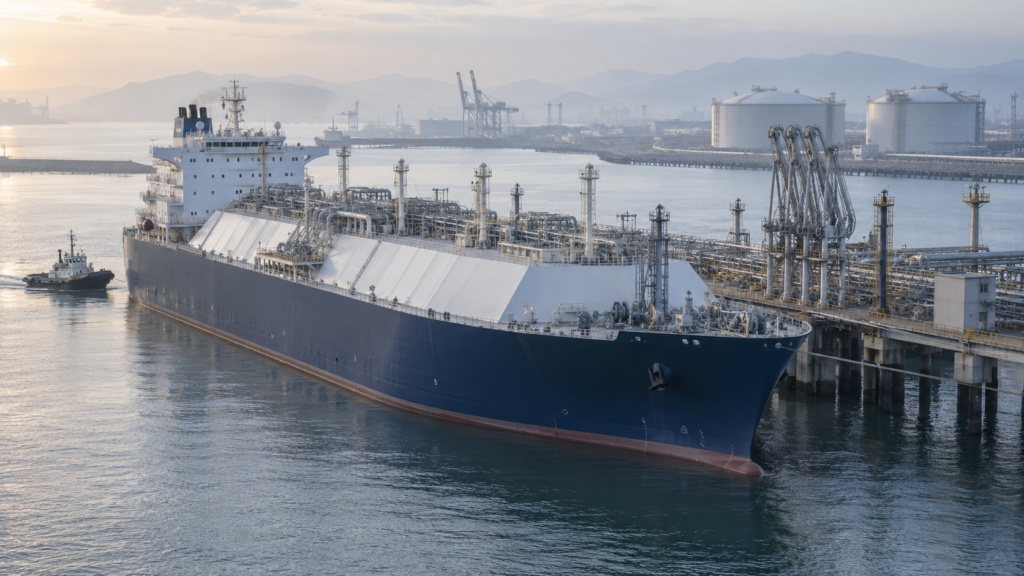 Apollo Global Management is reportedly exploring strategic options for Energos Infrastructure, whose 13-vessel fleet provides floating LNG storage and regasification capacity across global markets. Representative image.
