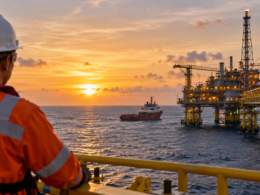 An offshore natural gas production platform operates in Southeast Asian waters, illustrating the type of energy infrastructure underpinning the Mako gas project as Empyrean Energy plc advances its Indonesia development strategy through a major farm-down transaction. Representative image.