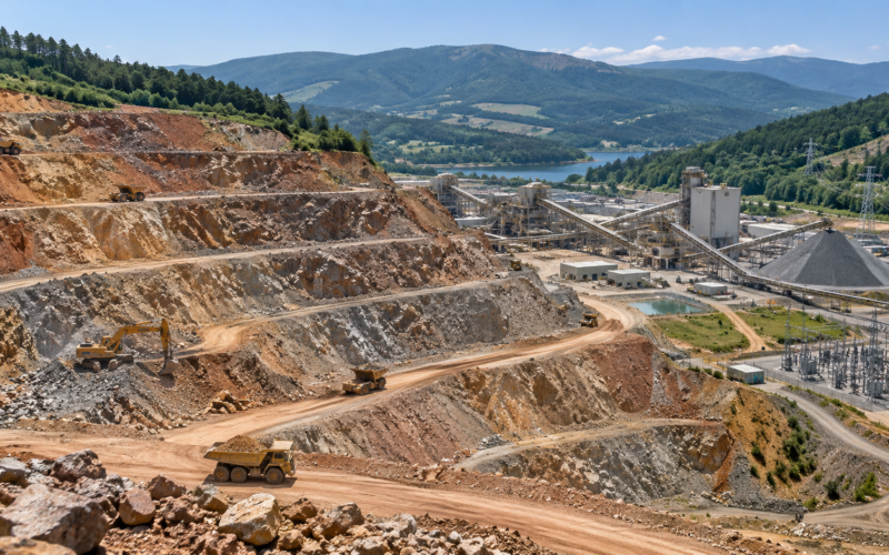 An open-pit copper and gold mining operation in a mountainous European landscape illustrates the critical minerals supply challenge behind Euro Sun Mining Inc.’s Rovina Valley project in Romania, as Europe seeks more domestic copper for renewable energy, power grids, electric vehicles, digital infrastructure, aerospace and defence. Representative image.