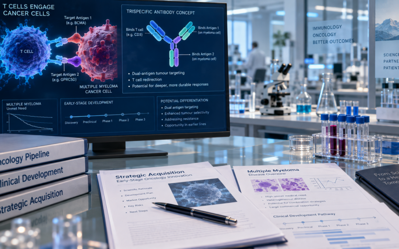 GSK has agreed to acquire full global rights to Chimagen Biosciences’ trispecific T-cell engager in a deal worth up to $750 million, expanding its early-stage multiple myeloma oncology pipeline ahead of a planned Phase I study in 2027. Representative image.