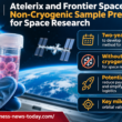 Infographic showing Atelerix and Frontier Space developing non-cryogenic preservation for living biological samples, highlighting their two-year collaboration, potential reductions in space mission payload requirements and the need for orbital validation.