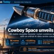 Infographic showing Cowboy Space’s Big Iron rocket, highlighting its 86-metre reusable-booster design, payload capacity of more than 15,000 kilograms to sun-synchronous orbit, and concept for turning the upper stage into a megawatt-class AI data centre.
