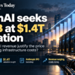 Editorial infographic showing OpenAI’s reported plan to seek $30 billion at a $1.4 trillion valuation, with an upward growth chart, data center servers, and highlights referencing Anthropic’s IPO backdrop, rising AI revenue, and mounting infrastructure costs.