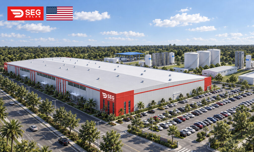 SEG Solar has secured land for a planned $950 million heterojunction solar cell manufacturing facility in Greater Houston, targeting 4 GW of annual capacity through two development phases.