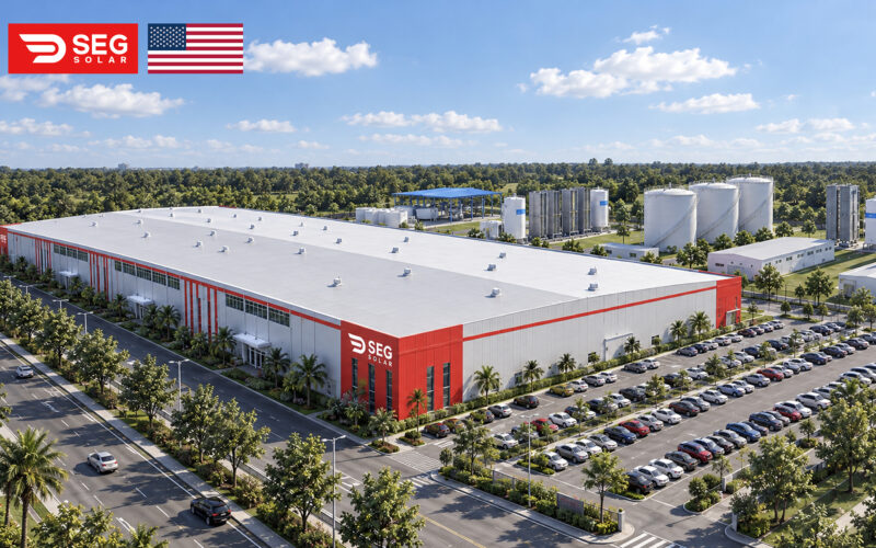SEG Solar has secured land for a planned $950 million heterojunction solar cell manufacturing facility in Greater Houston, targeting 4 GW of annual capacity through two development phases.